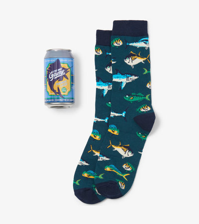 Game Fish Men's Beer Can Socks - Little Blue House US