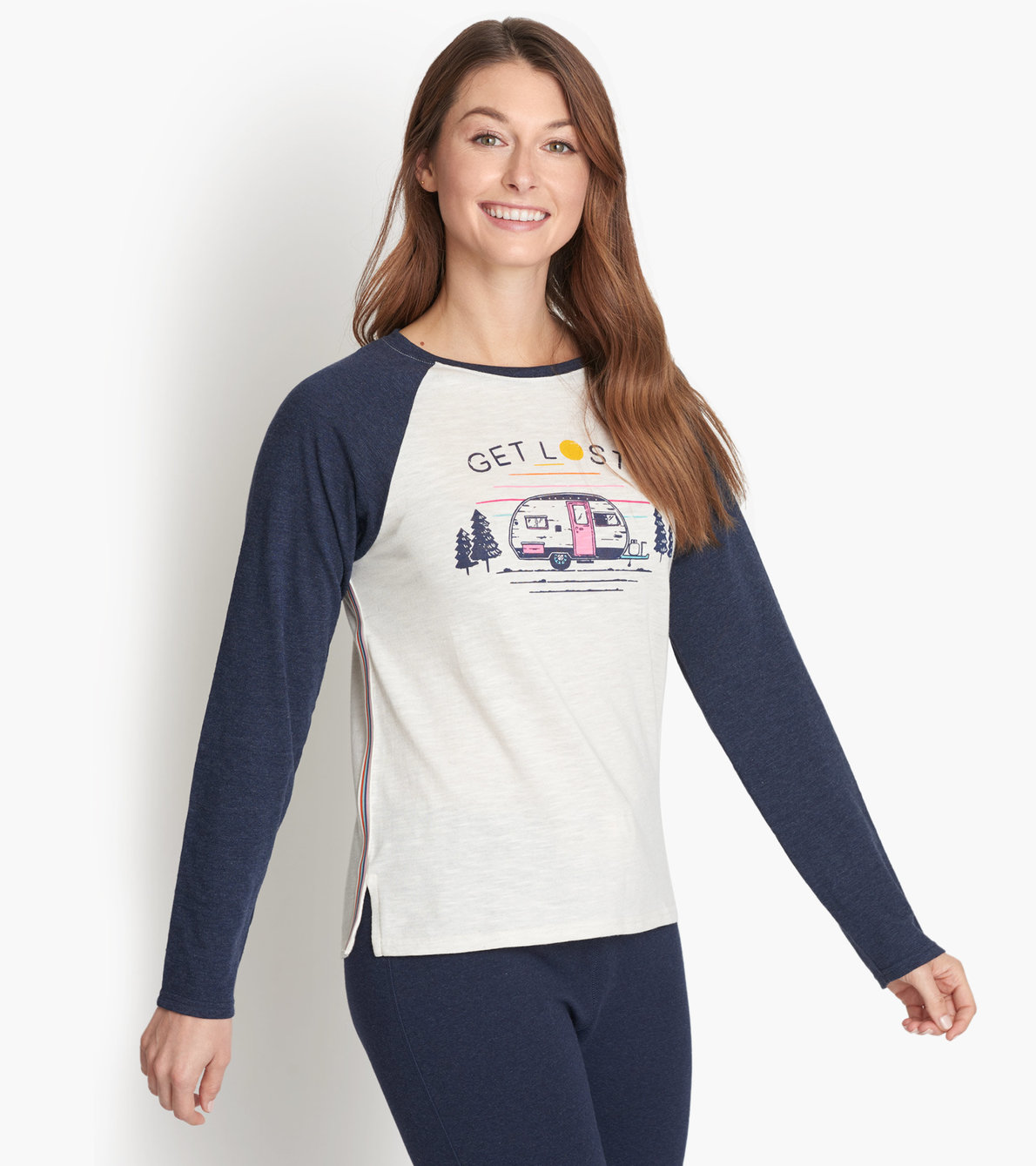 Agrandir l'image de T-shirt à manches raglan pour femme collection Heritage – Roulotte « Get Lost »