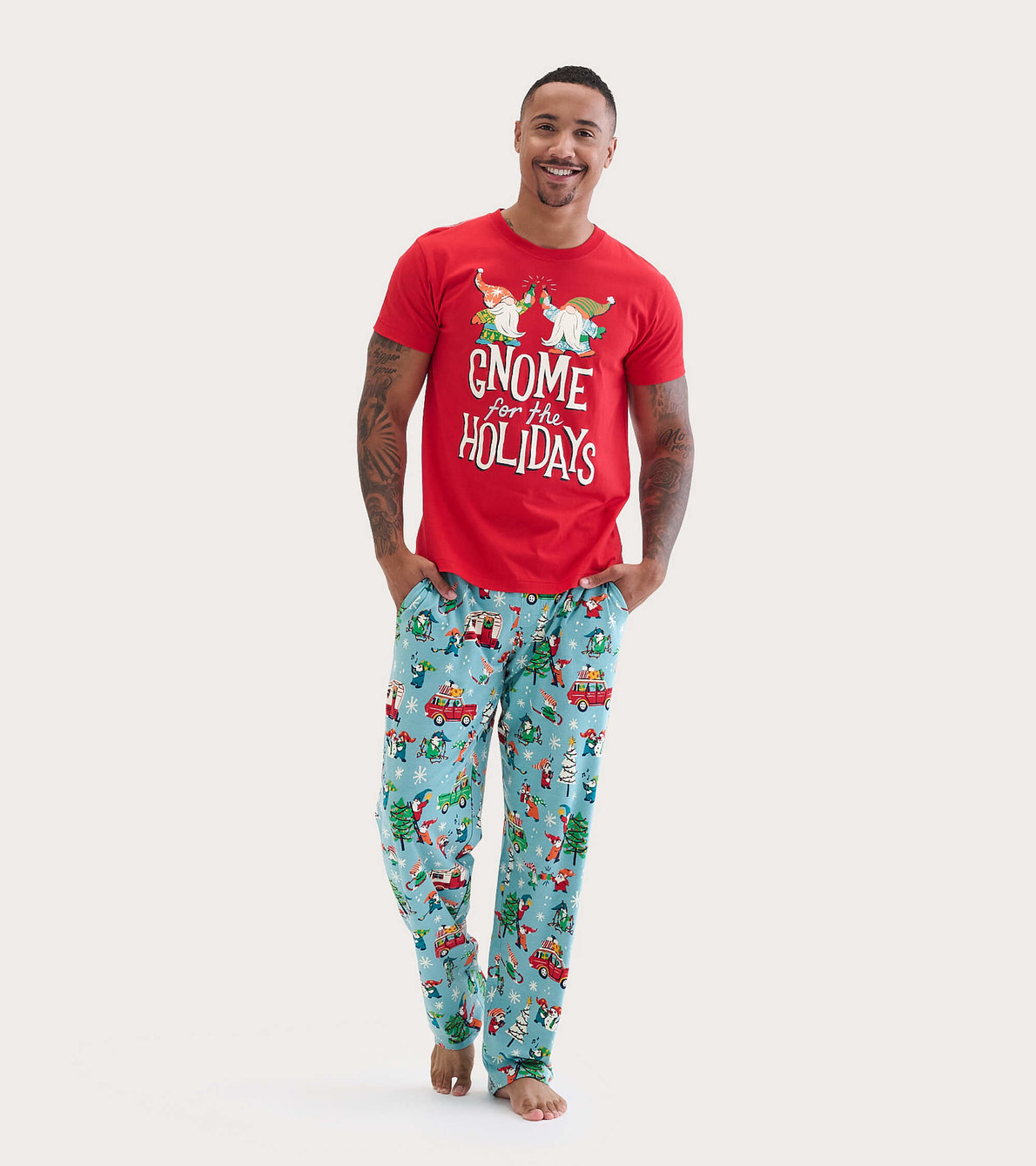 Agrandir l'image de Pantalon de pyjama en jersey pour homme – Gnomes des fêtes