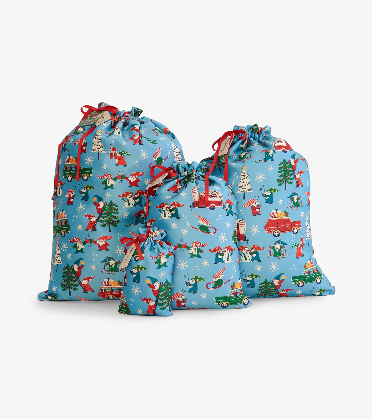 Agrandir l'image de Ensemble de sacs cadeaux réutilisables – Gnomes des fêtes