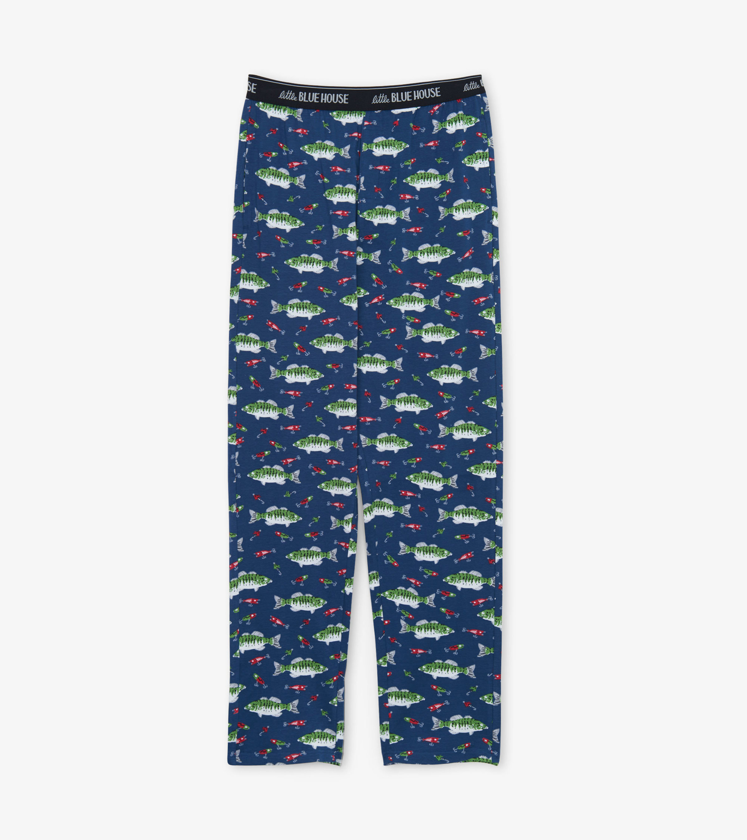 Gone Fishing Men's Jersey Pajama Pants - Little Blue House UK