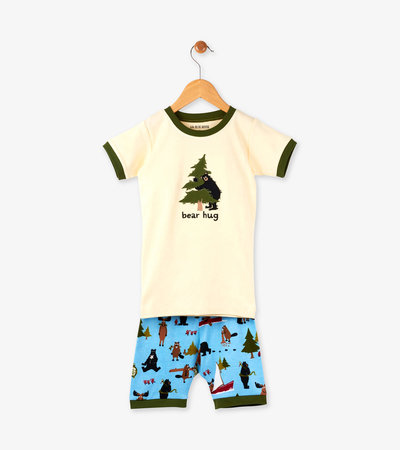 Pyjama court pour enfant – Étreinte d’ours « Bear Hug » vert