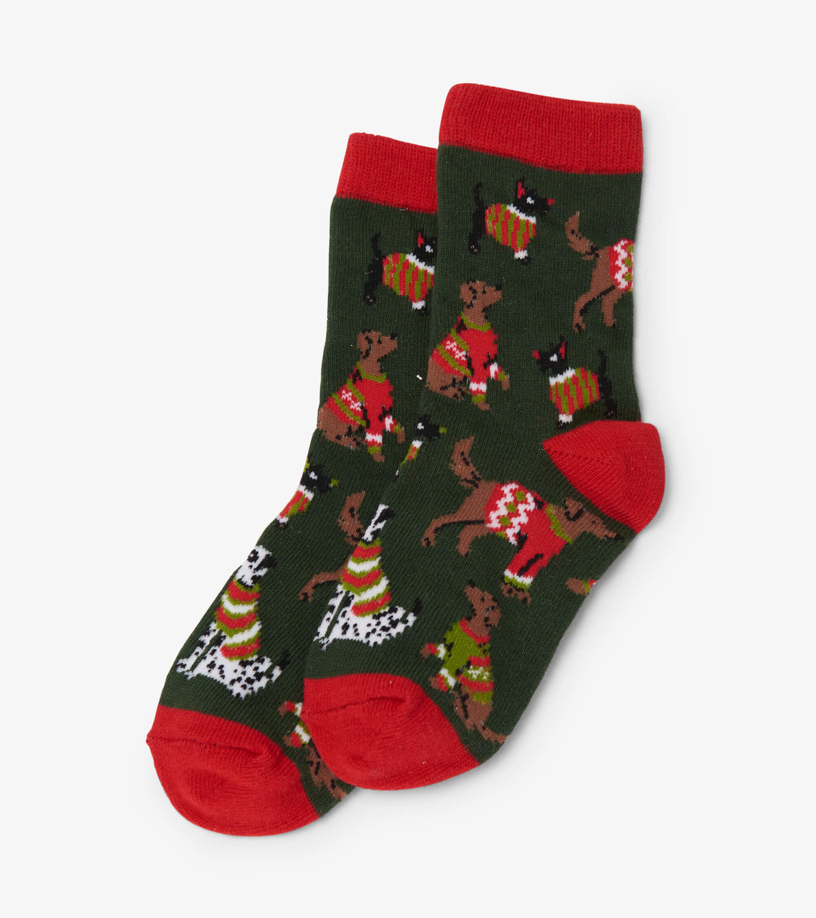 View larger image of Kids Green Woofing Christmas Crew Socks