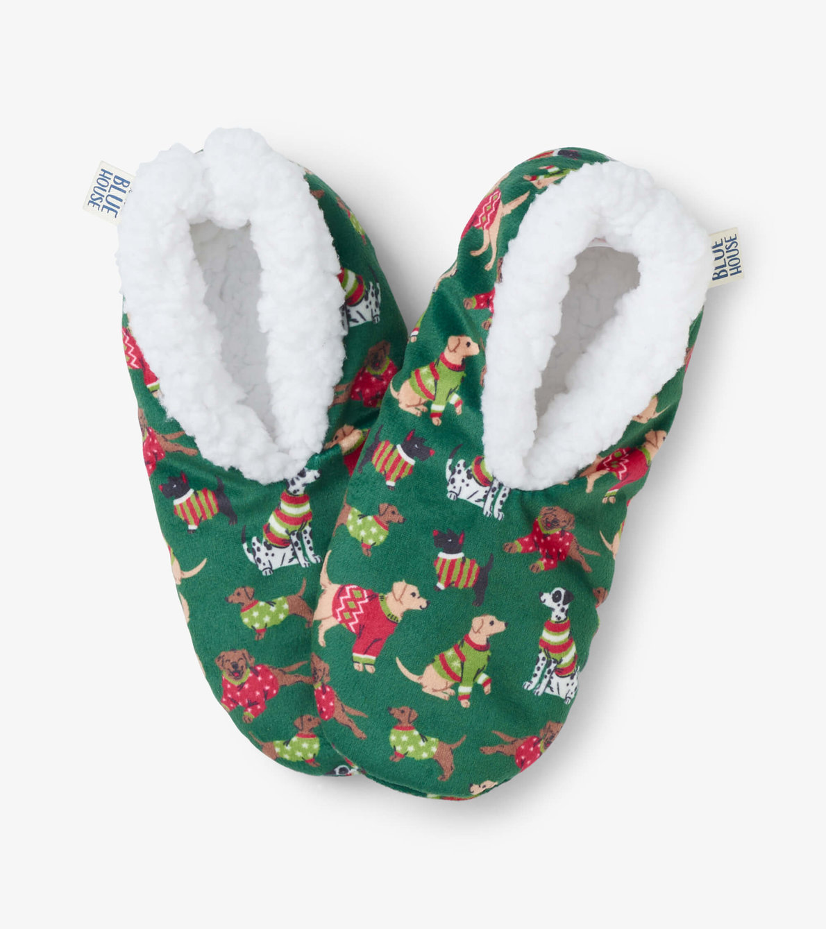 View larger image of Women's Green Woofing Christmas Warm & Cozy Slippers