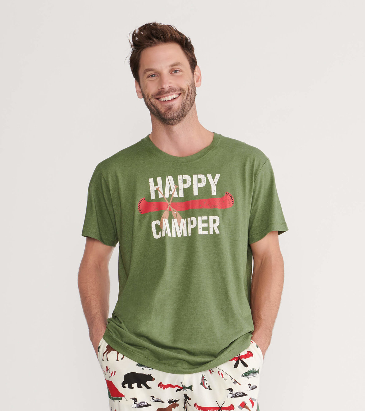 Agrandir l'image de T-shirt pour homme – Canoë « Happy Camper »