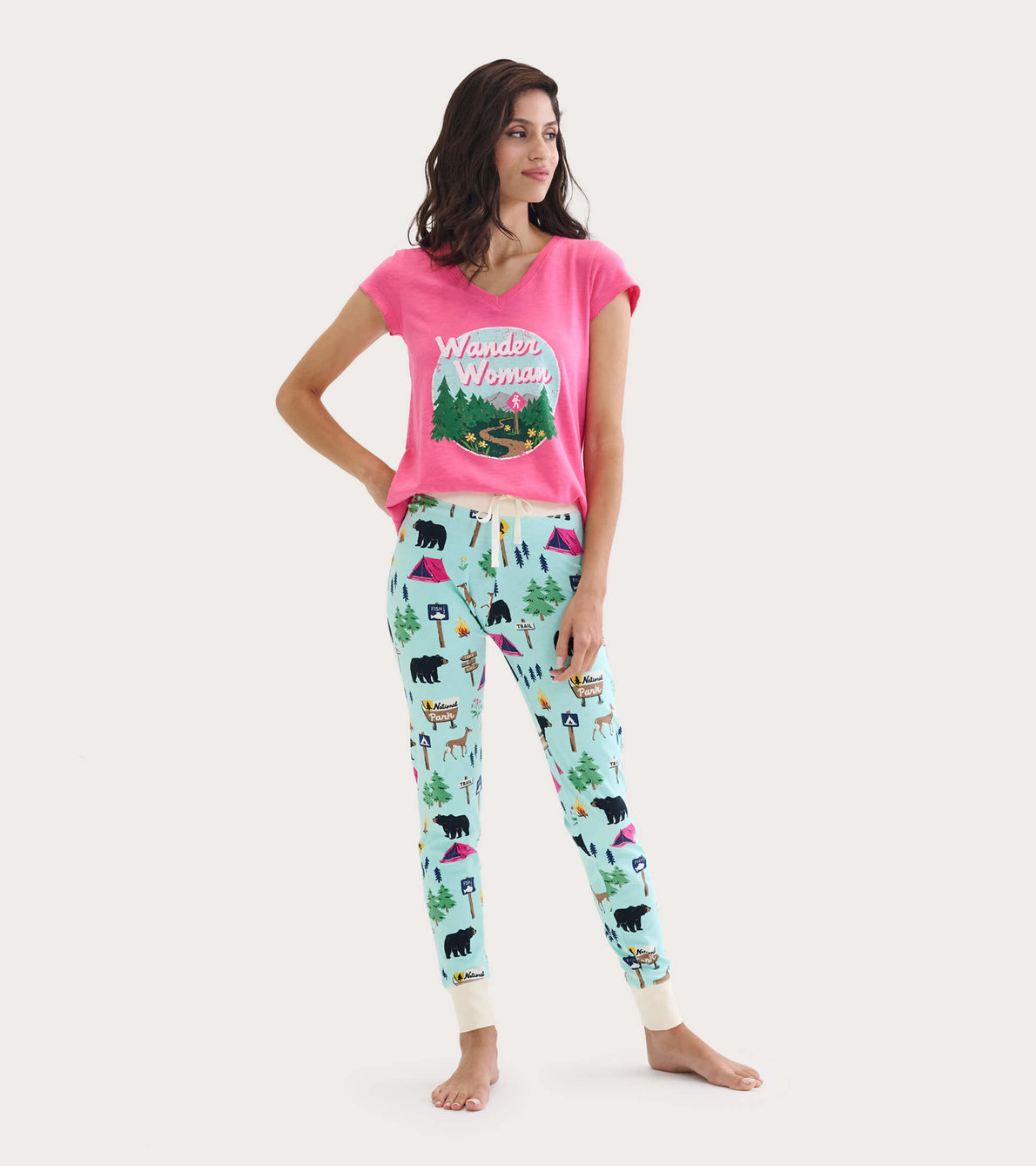 Agrandir l'image de Ensemble de pyjama t-shirt et pantalon interchangeables pour femme - Sentier de randonnée