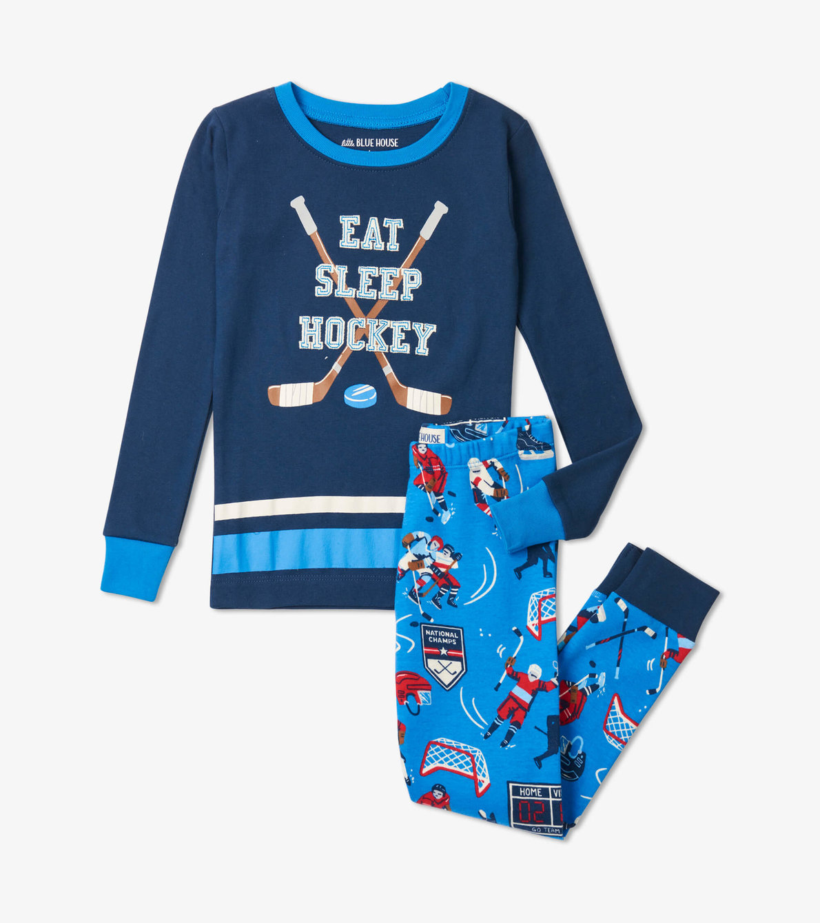 View larger image of Kids Hockey Champs Appliqué Pajama Set