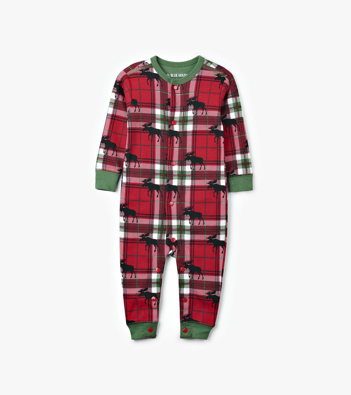 View larger image of Holiday Moose on Plaid Baby Union Suit