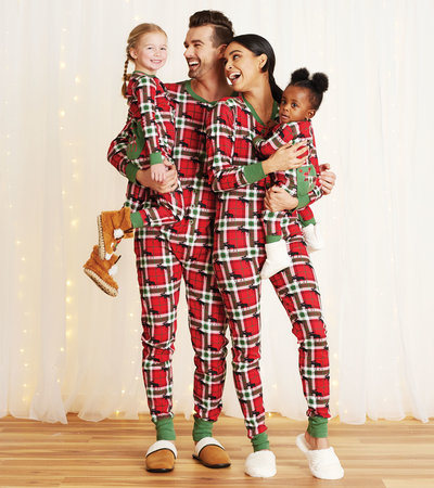 Holiday Moose on Plaid Family Union Suits