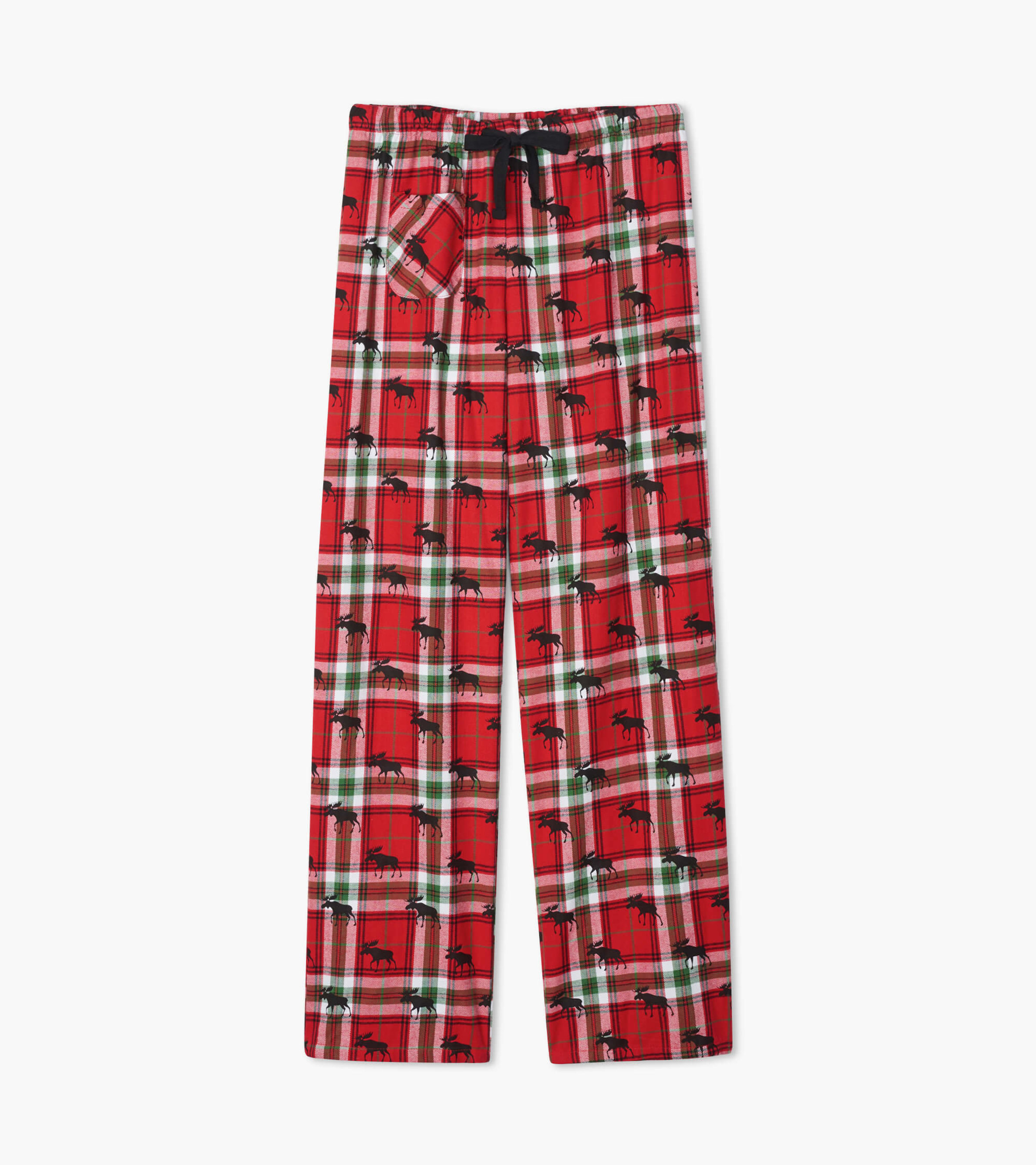 Holiday Moose on Plaid Women's Flannel Pajama Pants - Little Blue House CA