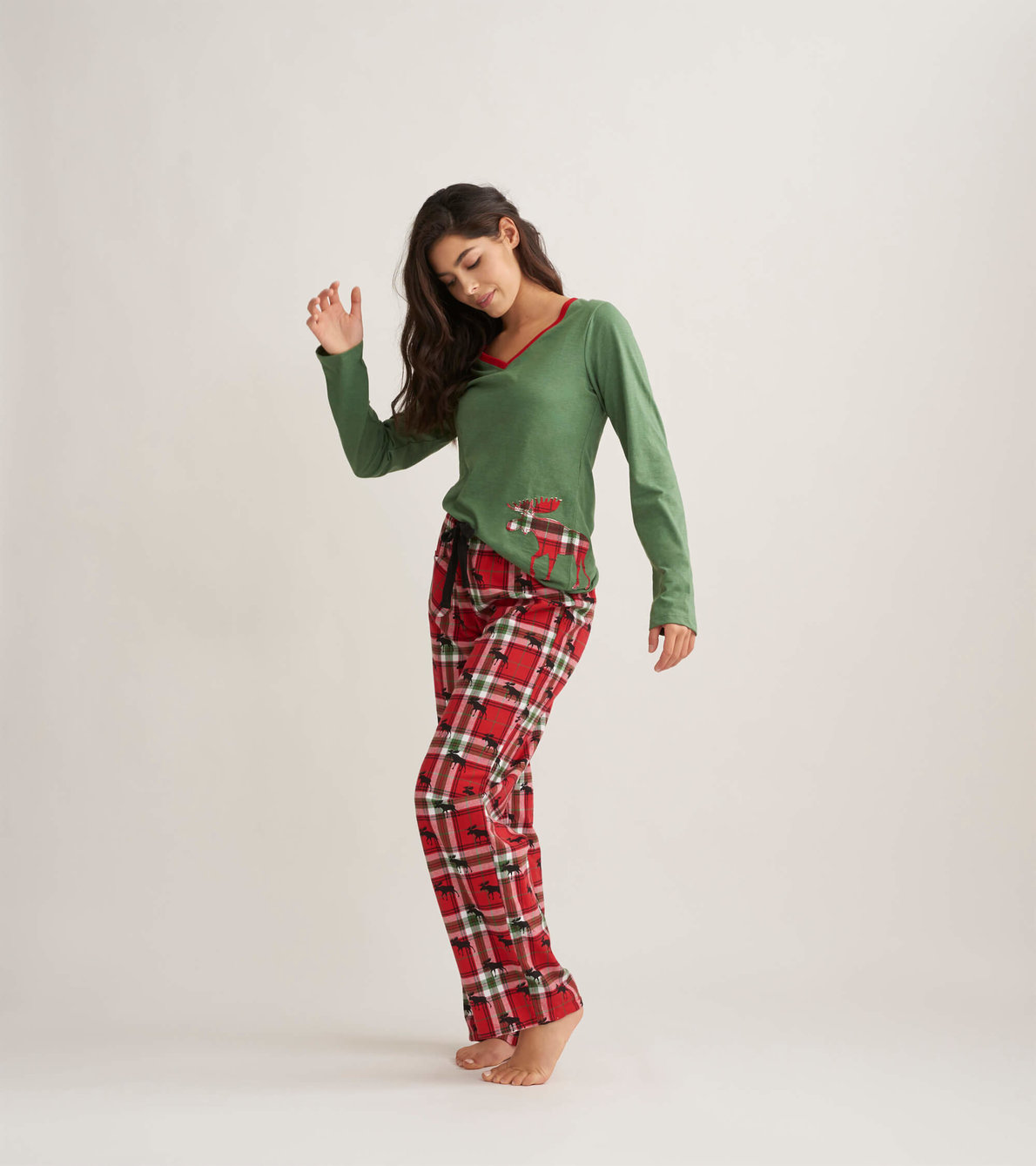 View larger image of Holiday Moose on Plaid Women's Long Sleeve Pajama Tee