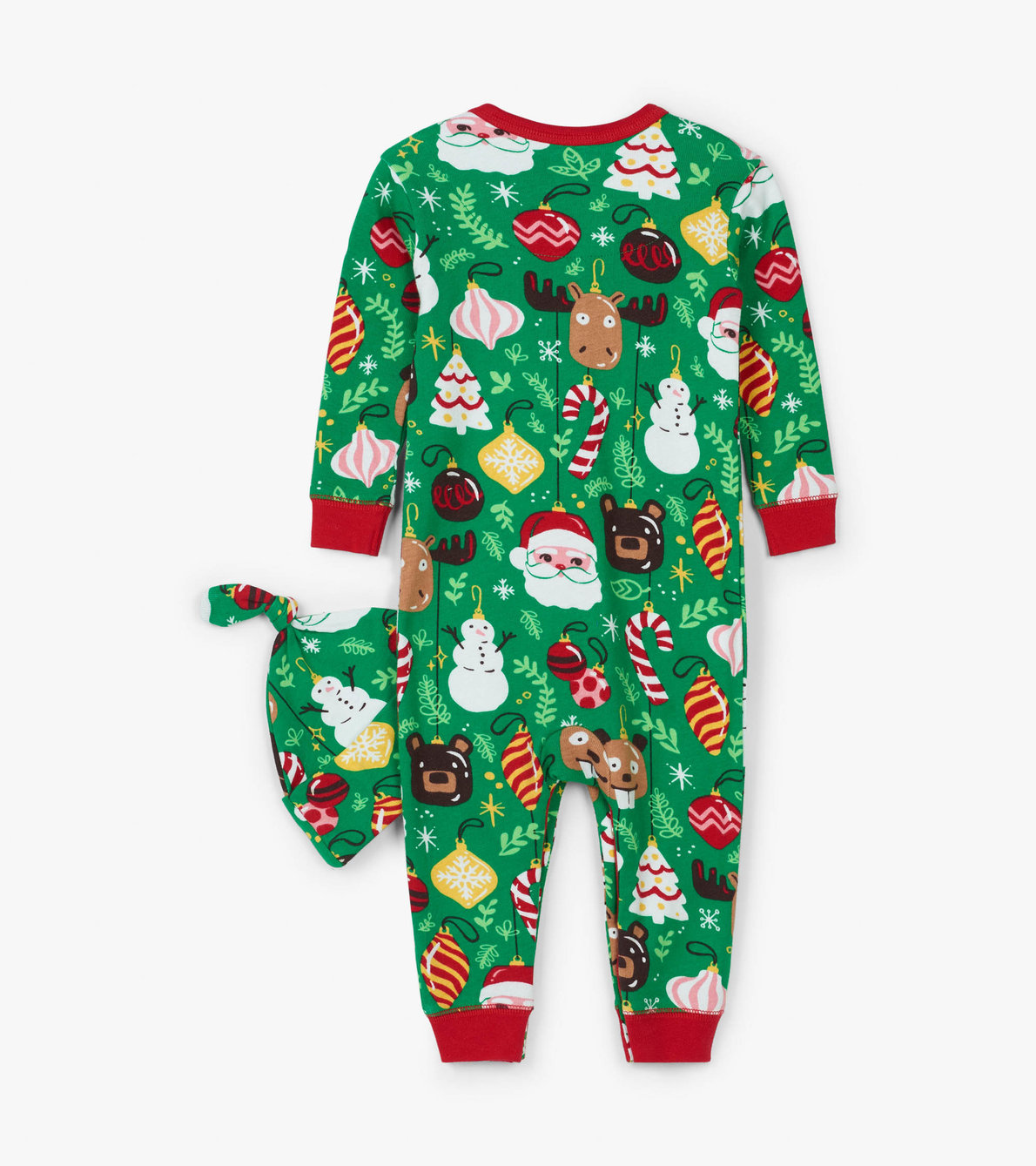 View larger image of Holiday Ornaments Baby Coverall with Hat