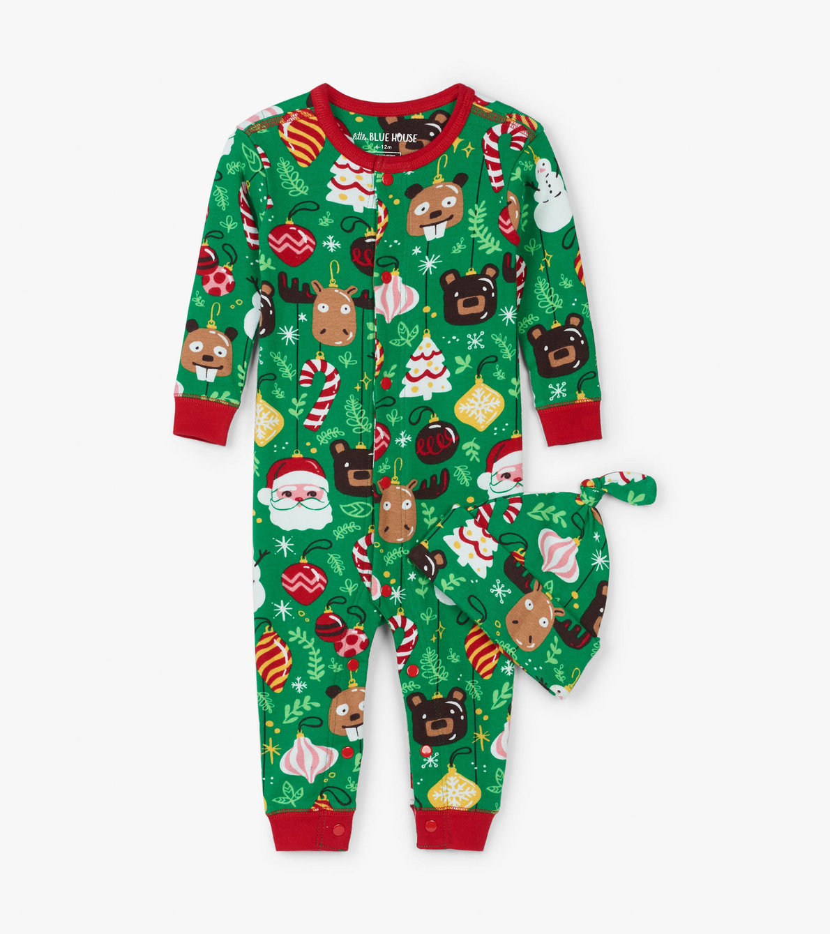 View larger image of Holiday Ornaments Baby Coverall with Hat