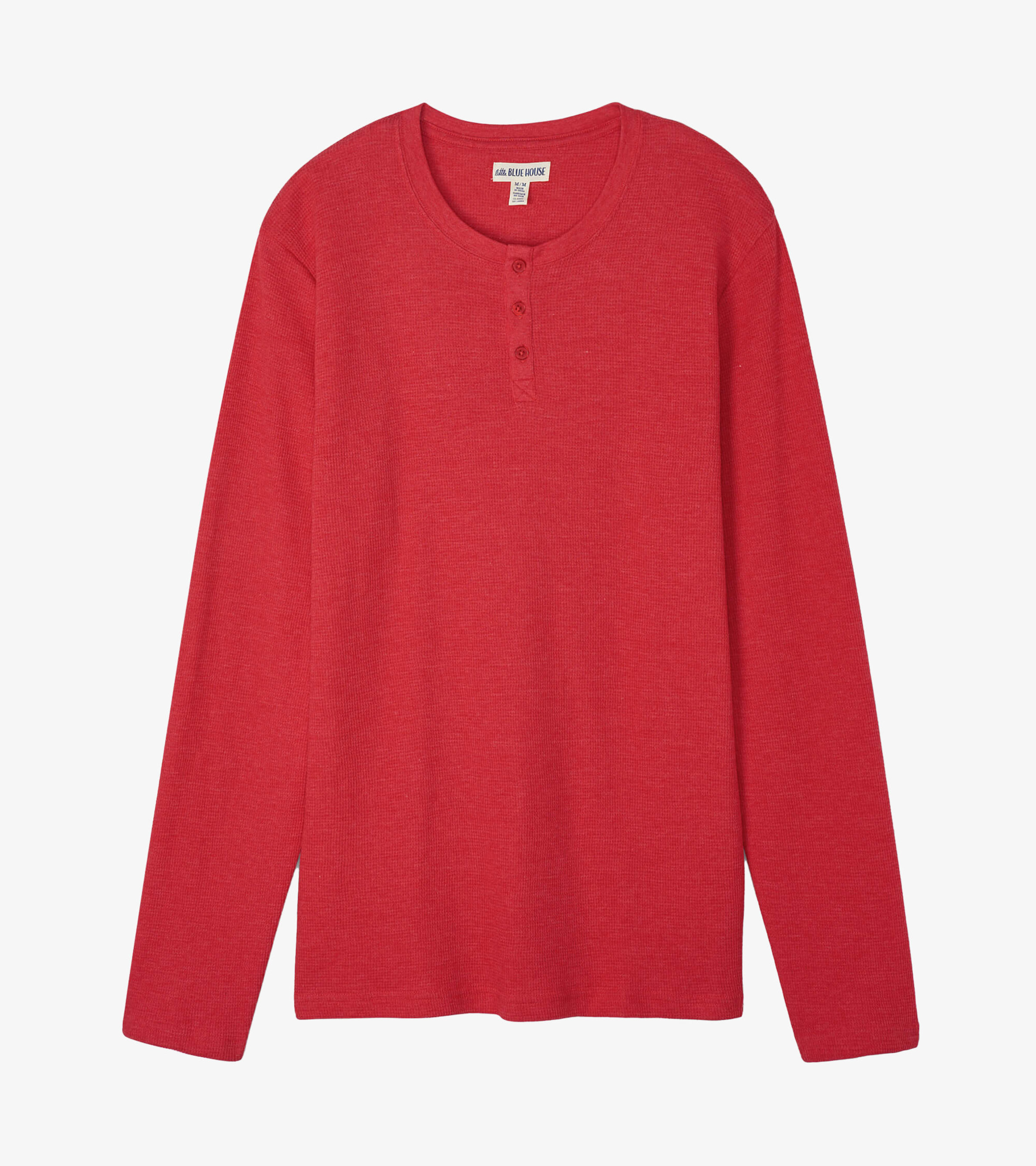 Men's Holiday Red Waffle Henley - Little Blue House US