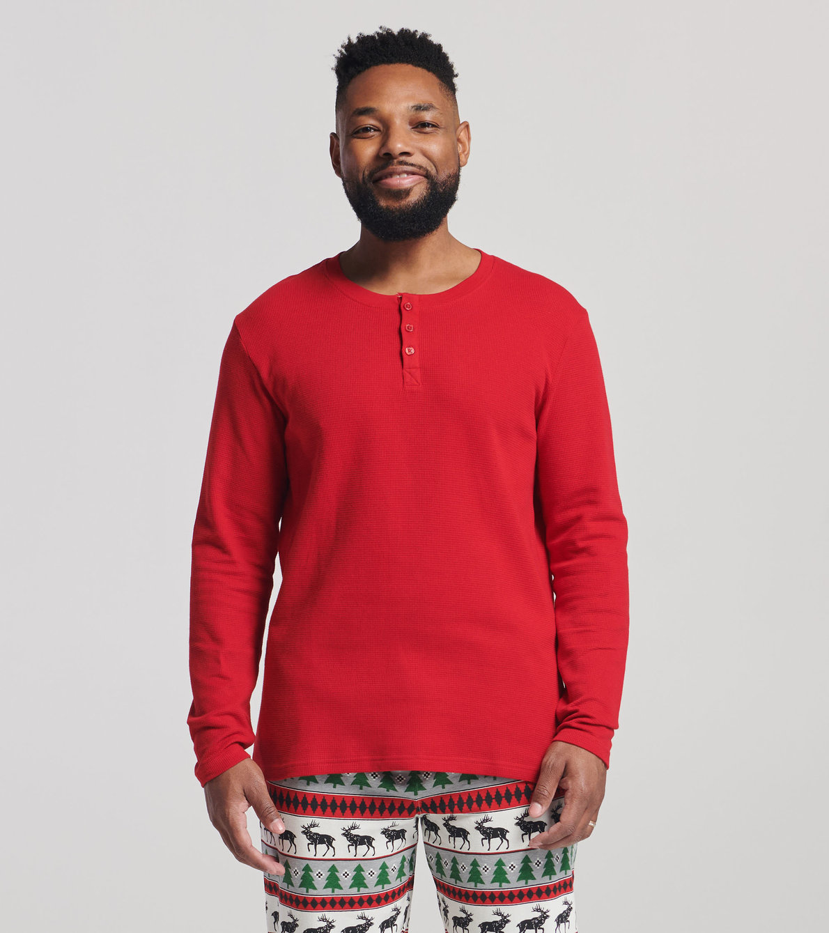 View larger image of Holiday Red Men's Waffle Henley