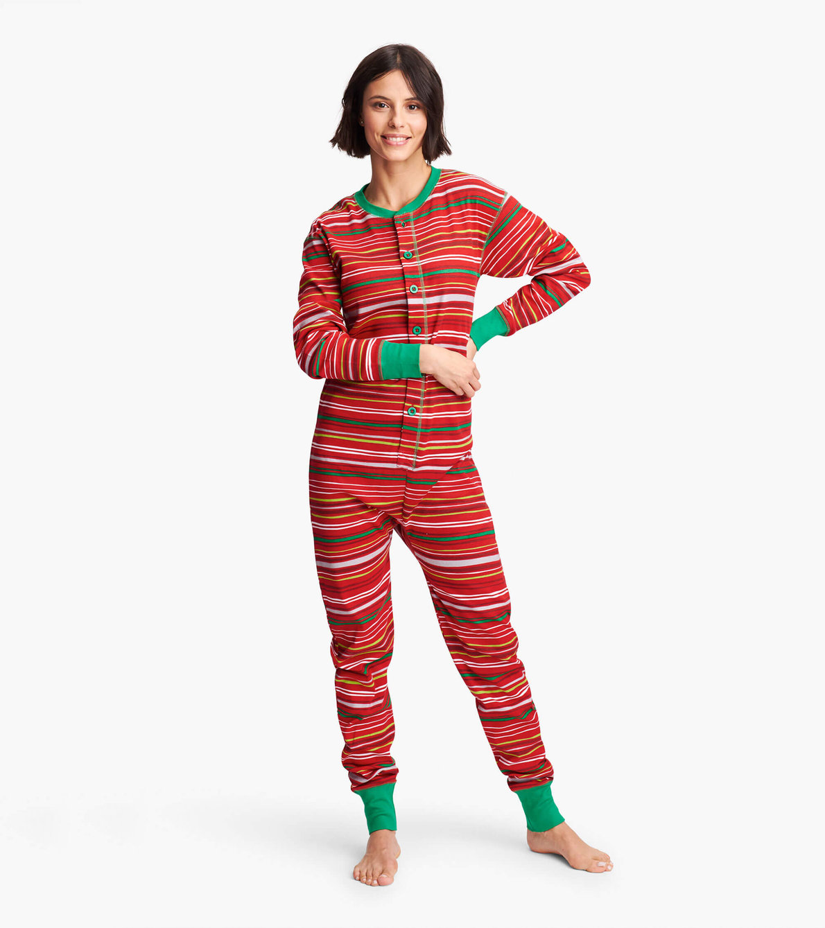View larger image of Holiday Stripes Adult Union Suit