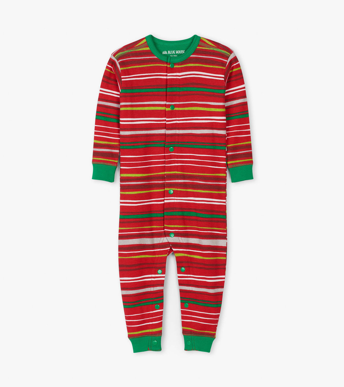 View larger image of Holiday Stripes Baby Union Suit