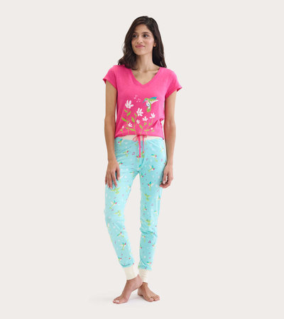 Ensemble de pyjama t-shirt et pantalon interchangeables pour femme - Libellule