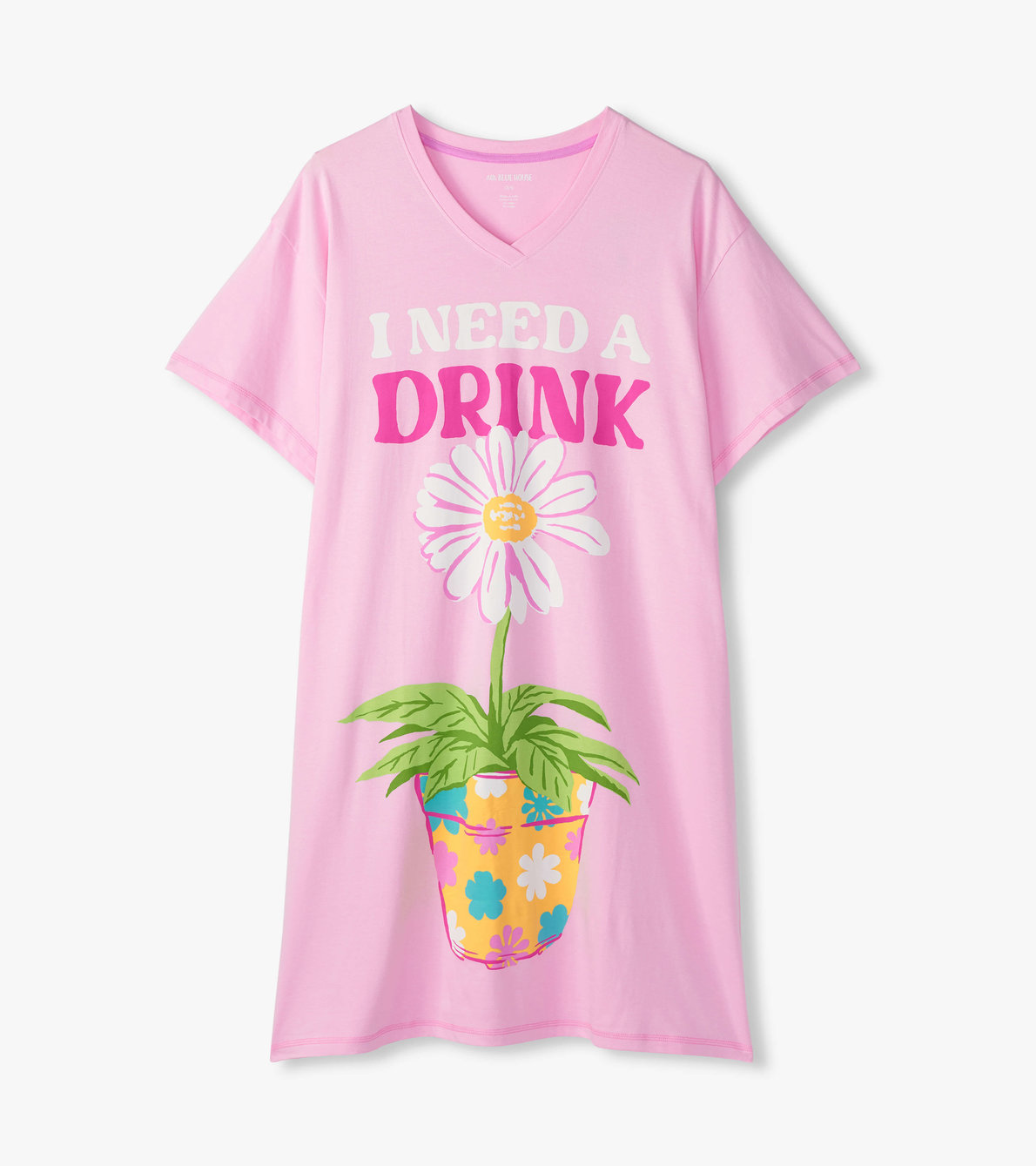 Agrandir l'image de Chemise de nuit pour femme – Fleur en pot « I Need A Drink »