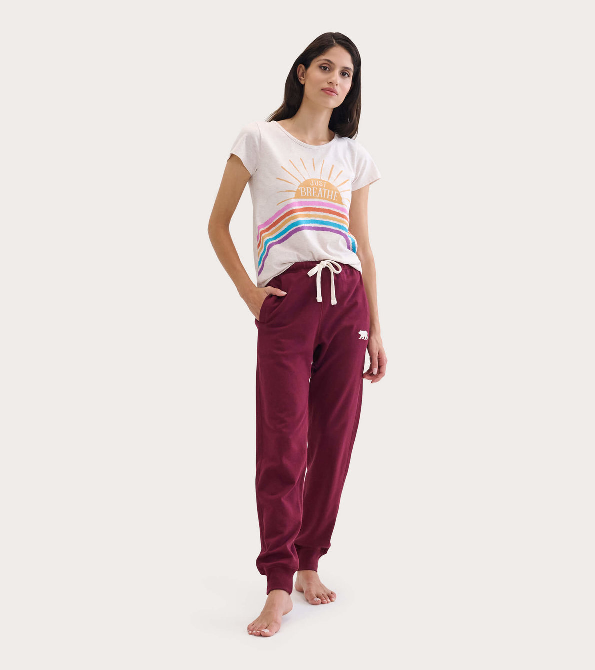Agrandir l'image de T-shirt en jersey flammé pour femme, collection Heritage – Soleil et arc-en-ciel