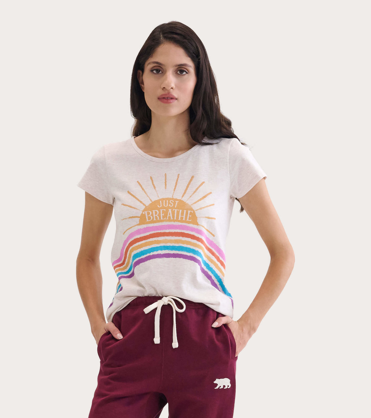 Agrandir l'image de T-shirt en jersey flammé pour femme, collection Heritage – Soleil et arc-en-ciel