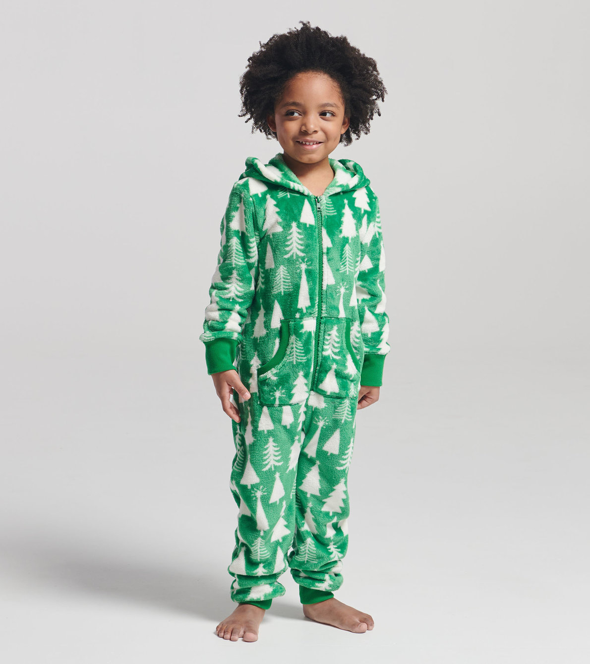 View larger image of Kids Christmas Trees Hooded Fleece Jumpsuit
