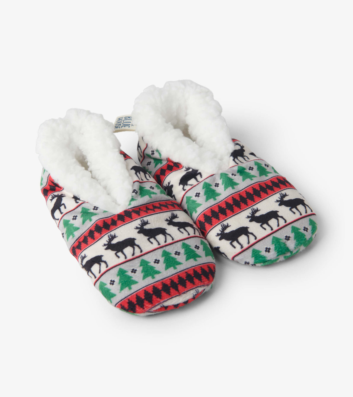View larger image of Kids Elk Fair Isle Warm & Cozy Slippers