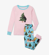 Life in the Wild Pink Kids Appliqué Pajama Set