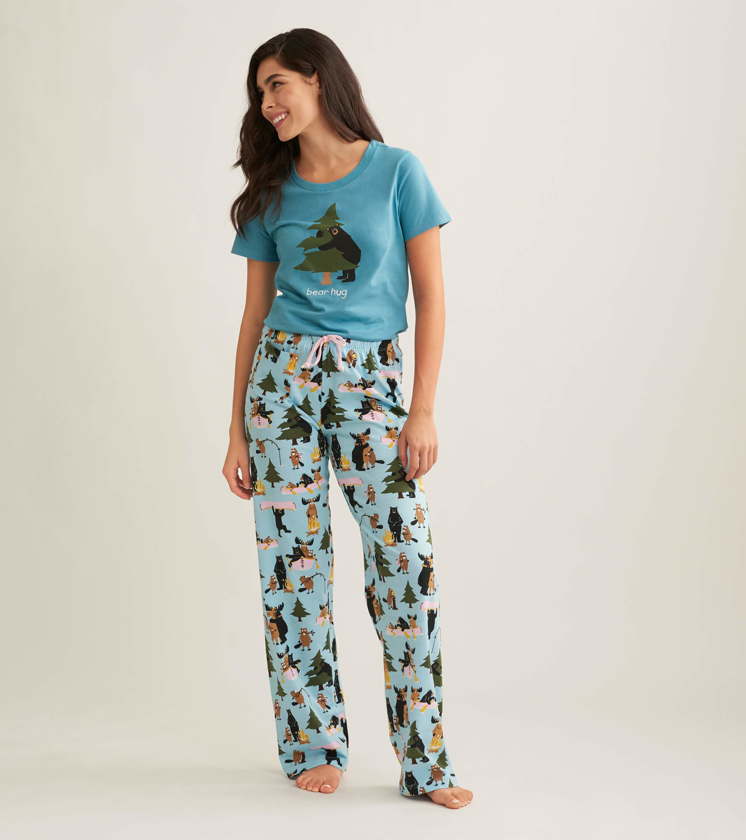 Love Print 100% Cotton Womens Pajama Pants Loose Fit Cute