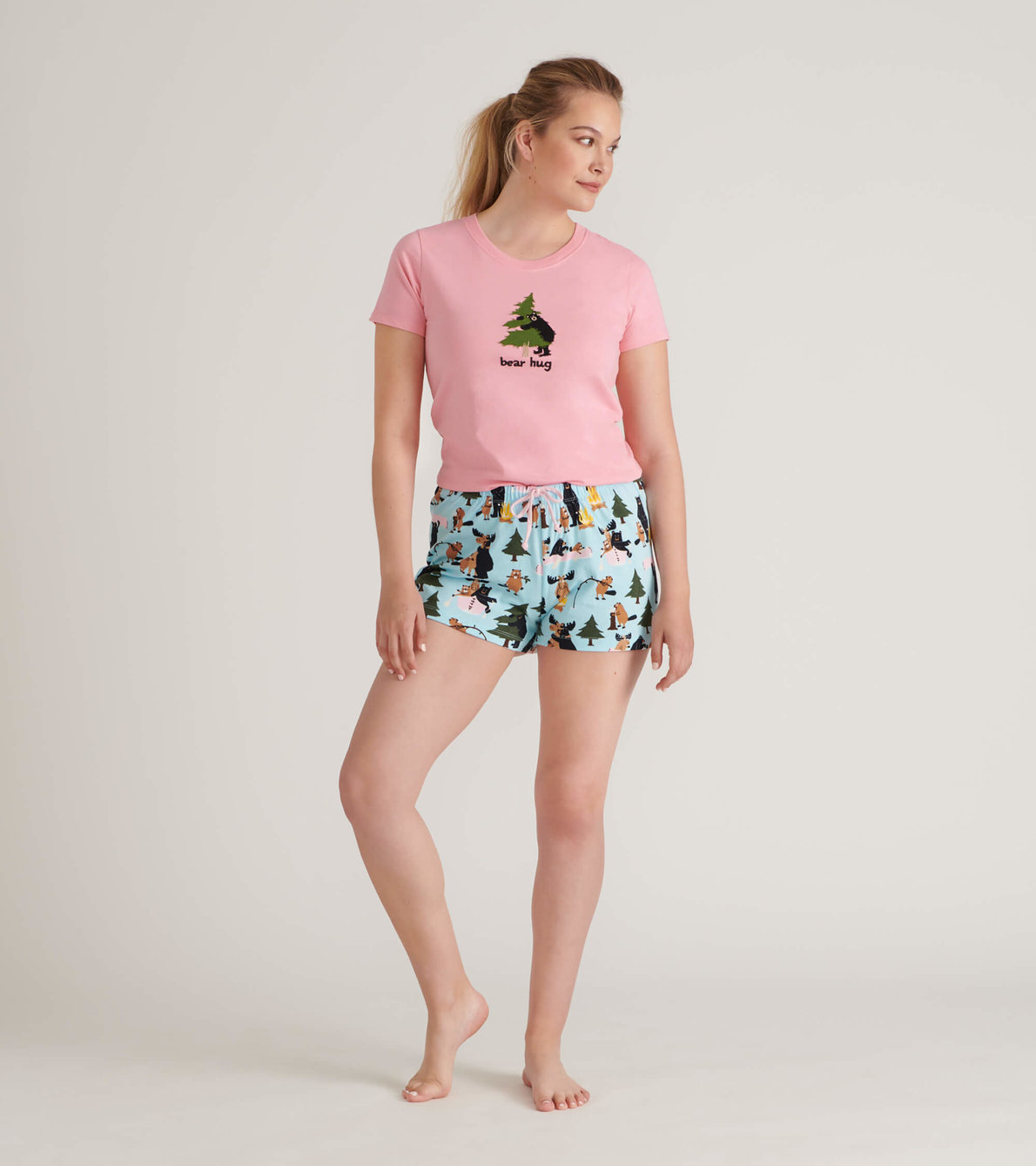 Agrandir l'image de Ensemble de pyjama t-shirt et short interchangeables pour femme - Vie dans la nature