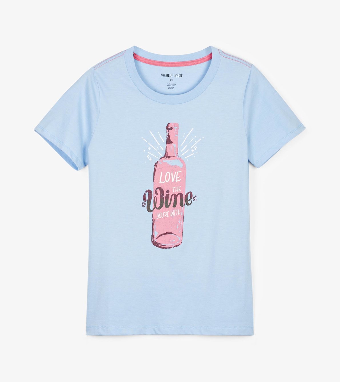 Agrandir l'image de T-shirt de pyjama pour femme – Vin « Love The Wine You’re With »