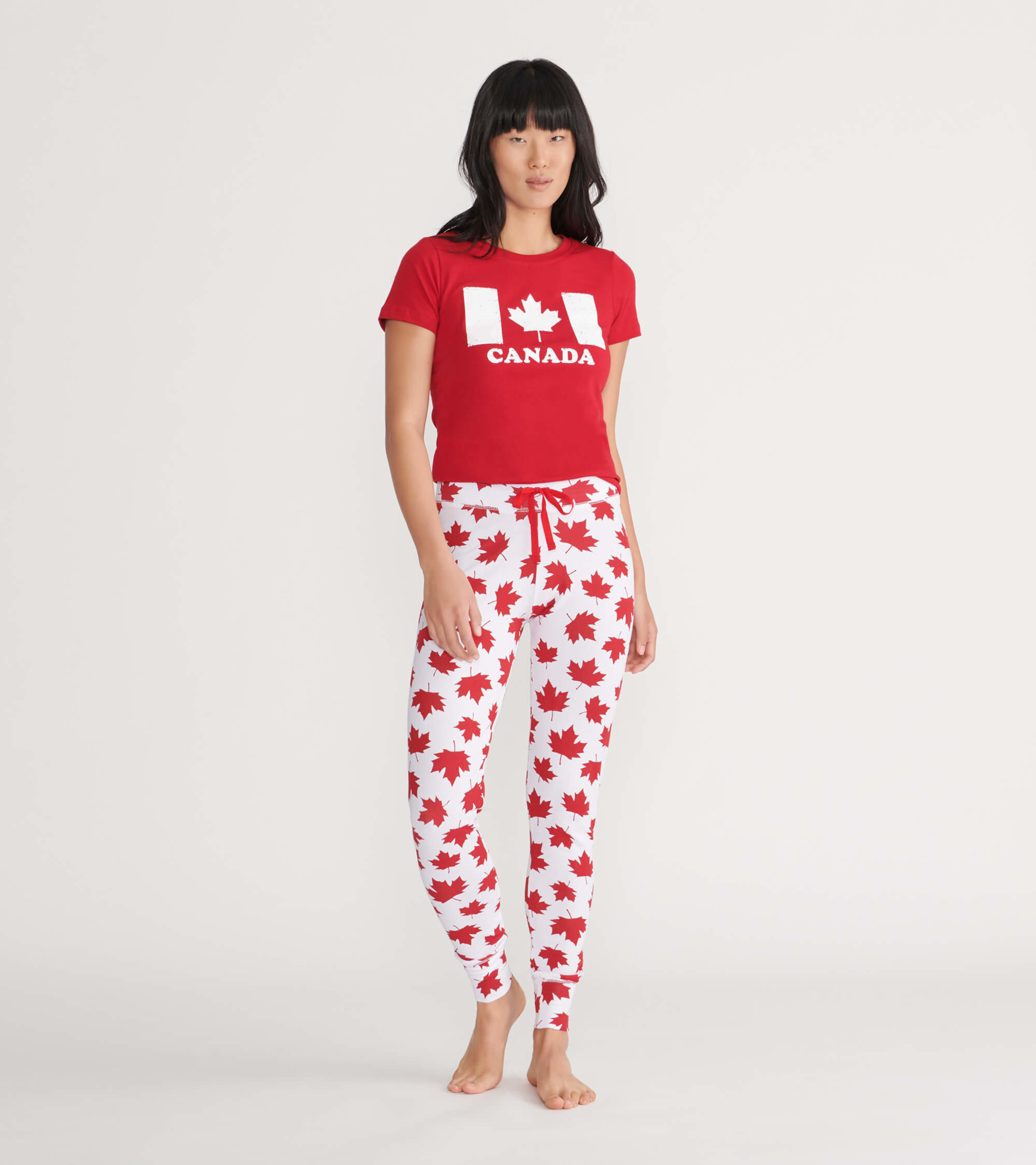 Made in Canada Women's Tee and Leggings Pajama Separates - Little Blue  House US