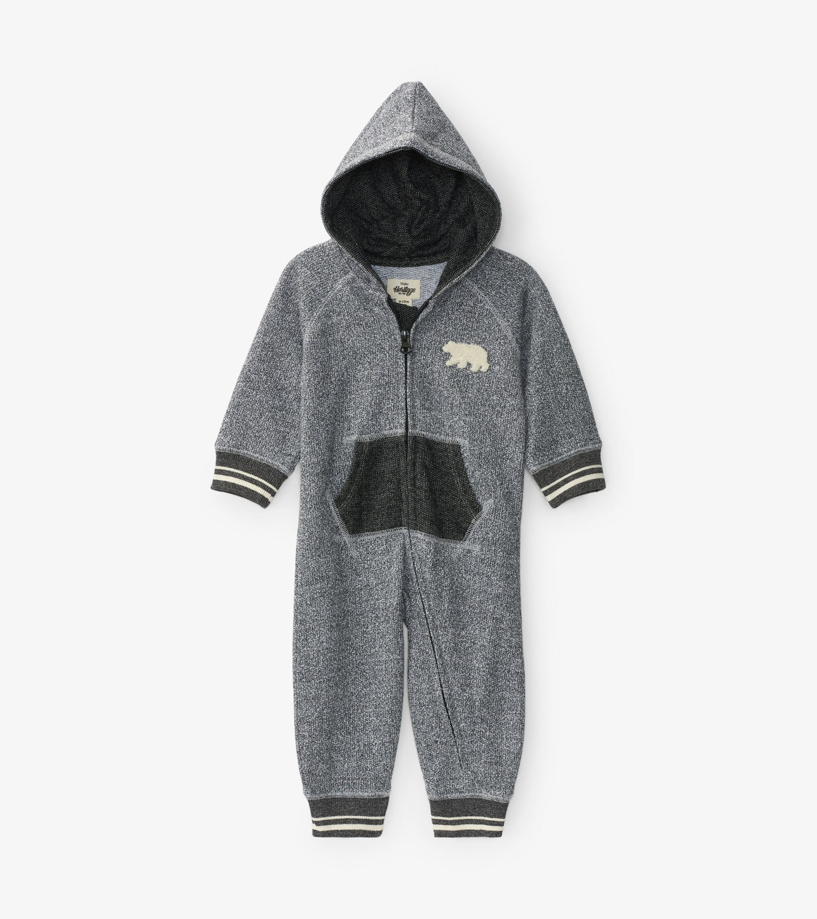 View larger image of Marled Grey Baby Heritage Full Zip Romper