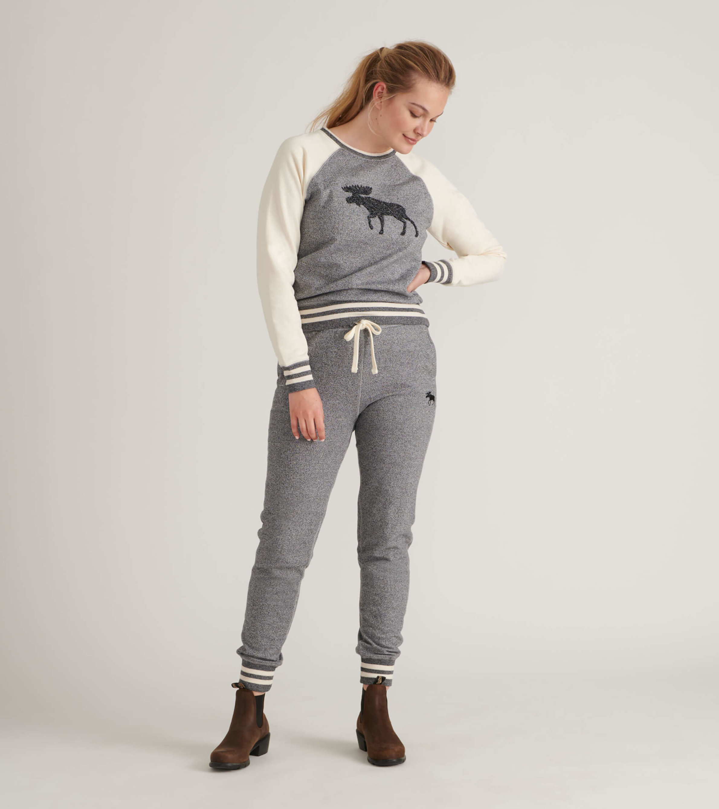 Marled Grey Moose Women's Heritage Slim Fit Joggers - Little Blue House US