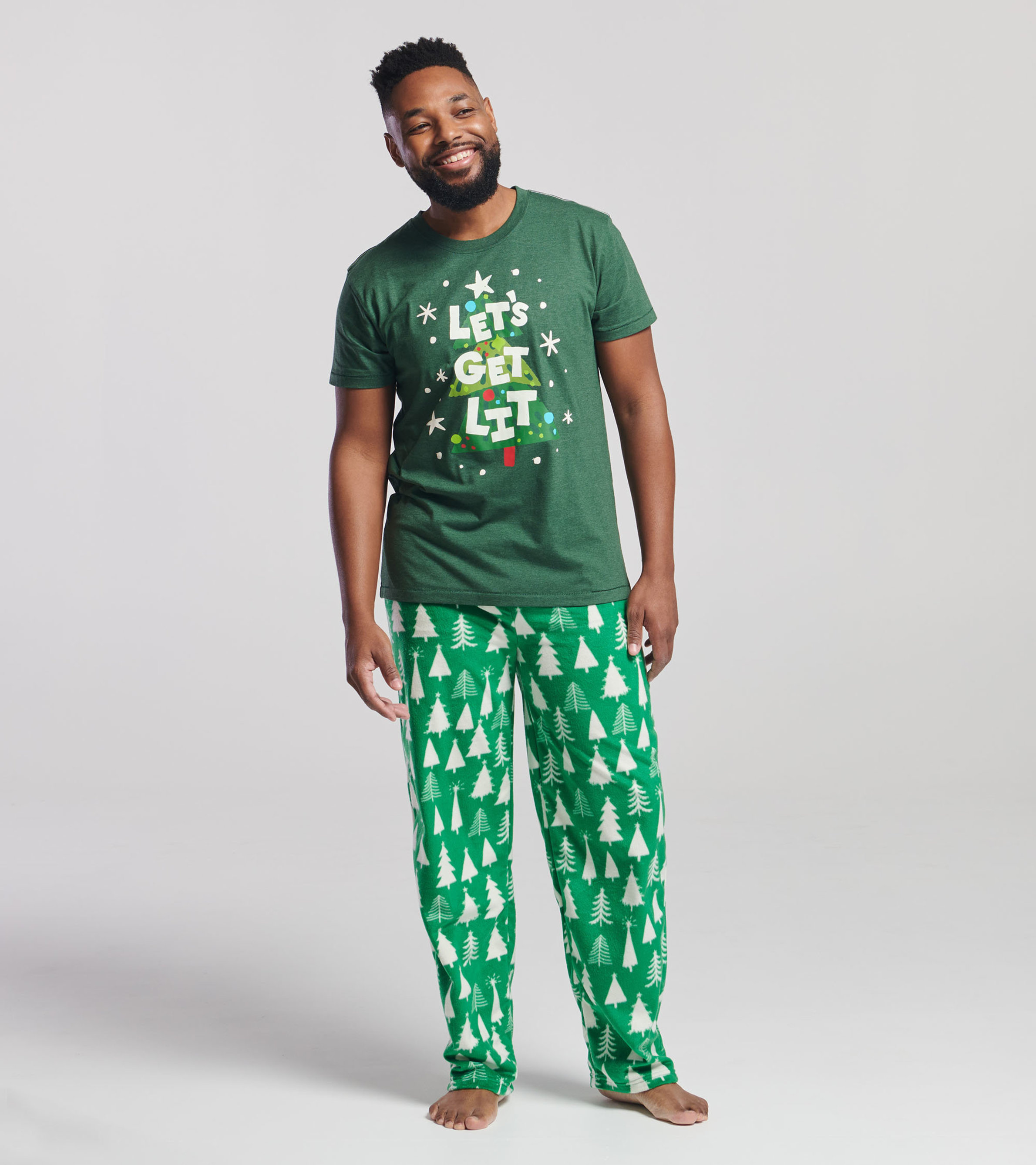 Green Christmas Tree Fleece Pyjama Pants