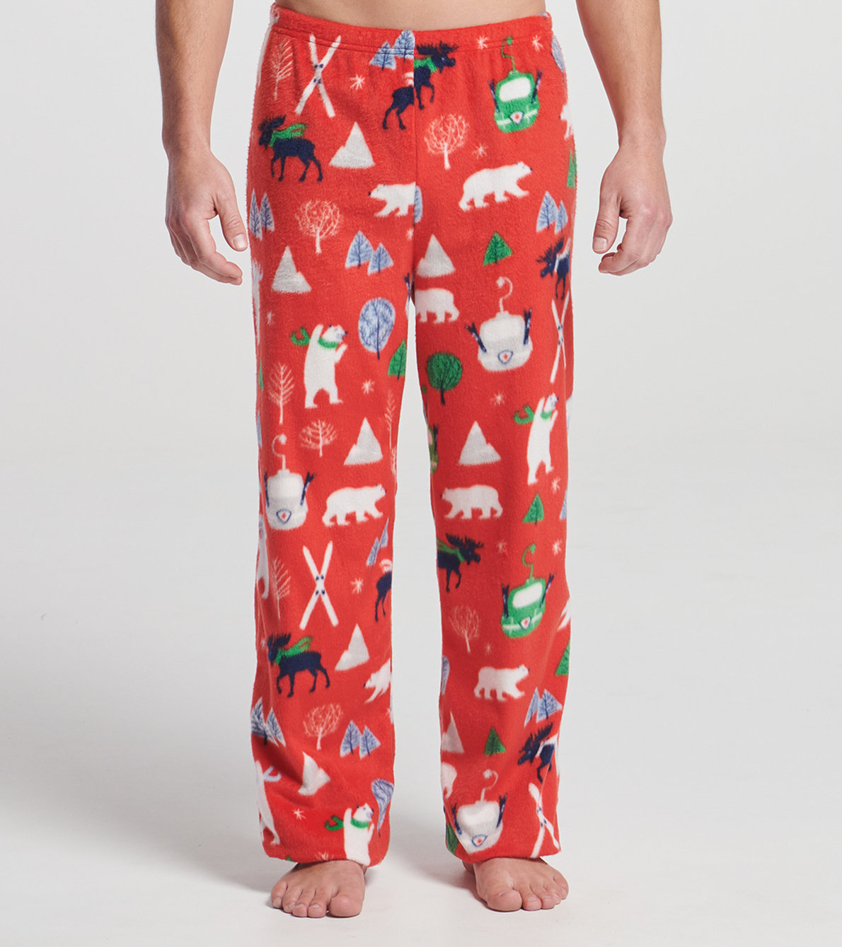 Agrandir l'image de Pantalon en molleton pour homme – Ski d’antan sur rouge
