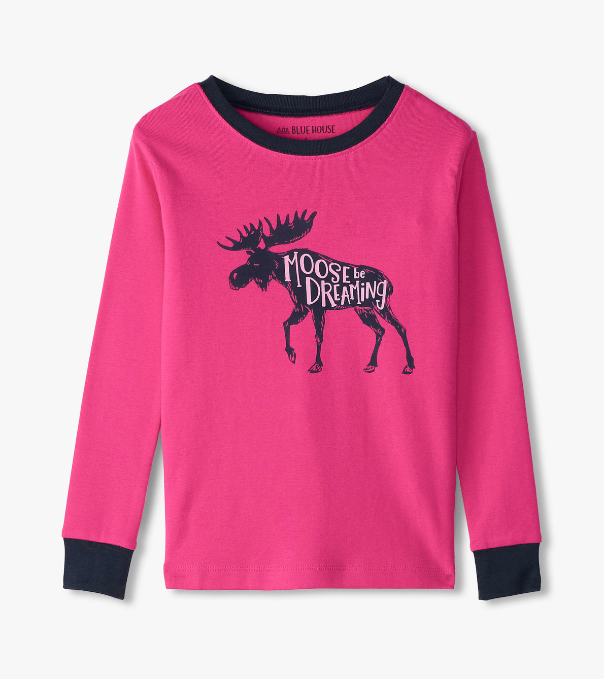 View larger image of Moose Be Dreaming Raspberry Moose Kids Pajama Set