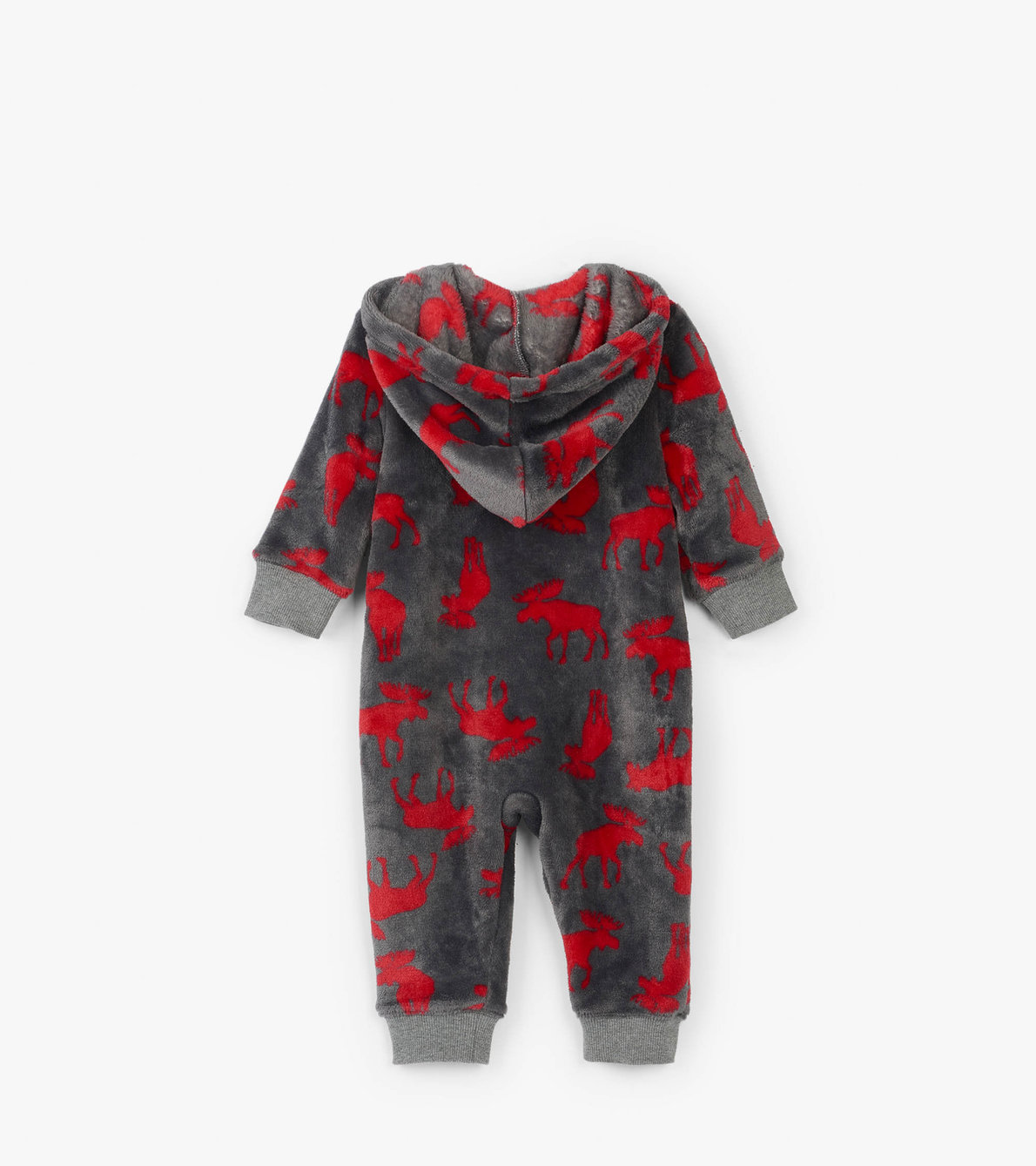 View larger image of Moose on Charcoal Baby Hooded Fleece Jumpsuit
