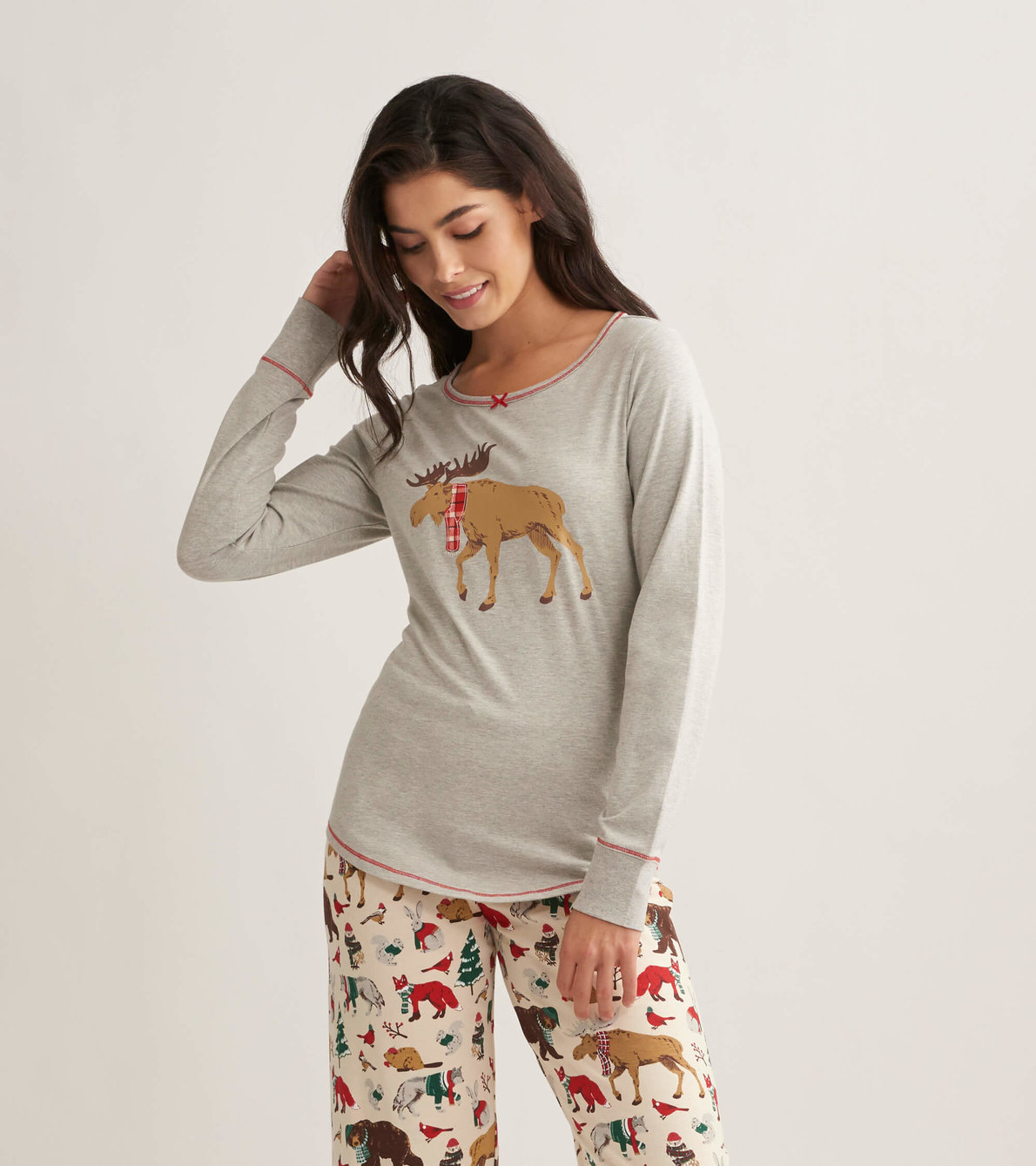 View larger image of Moose On Grey Women's Stretch Jersey Top