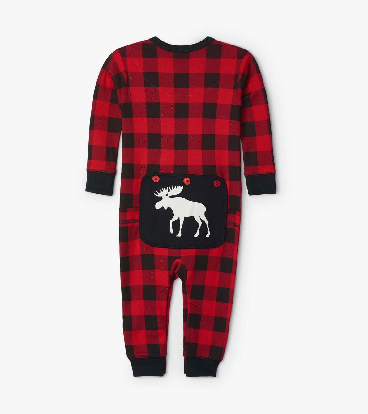 View larger image of Moose On Plaid Baby Union Suit