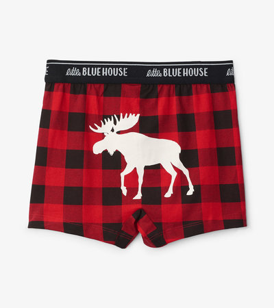 Moose Plaid Womens Pajama Boxers