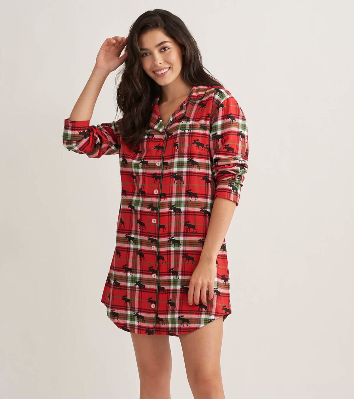 View larger image of Moose On Plaid Women's Flannel Nightdress