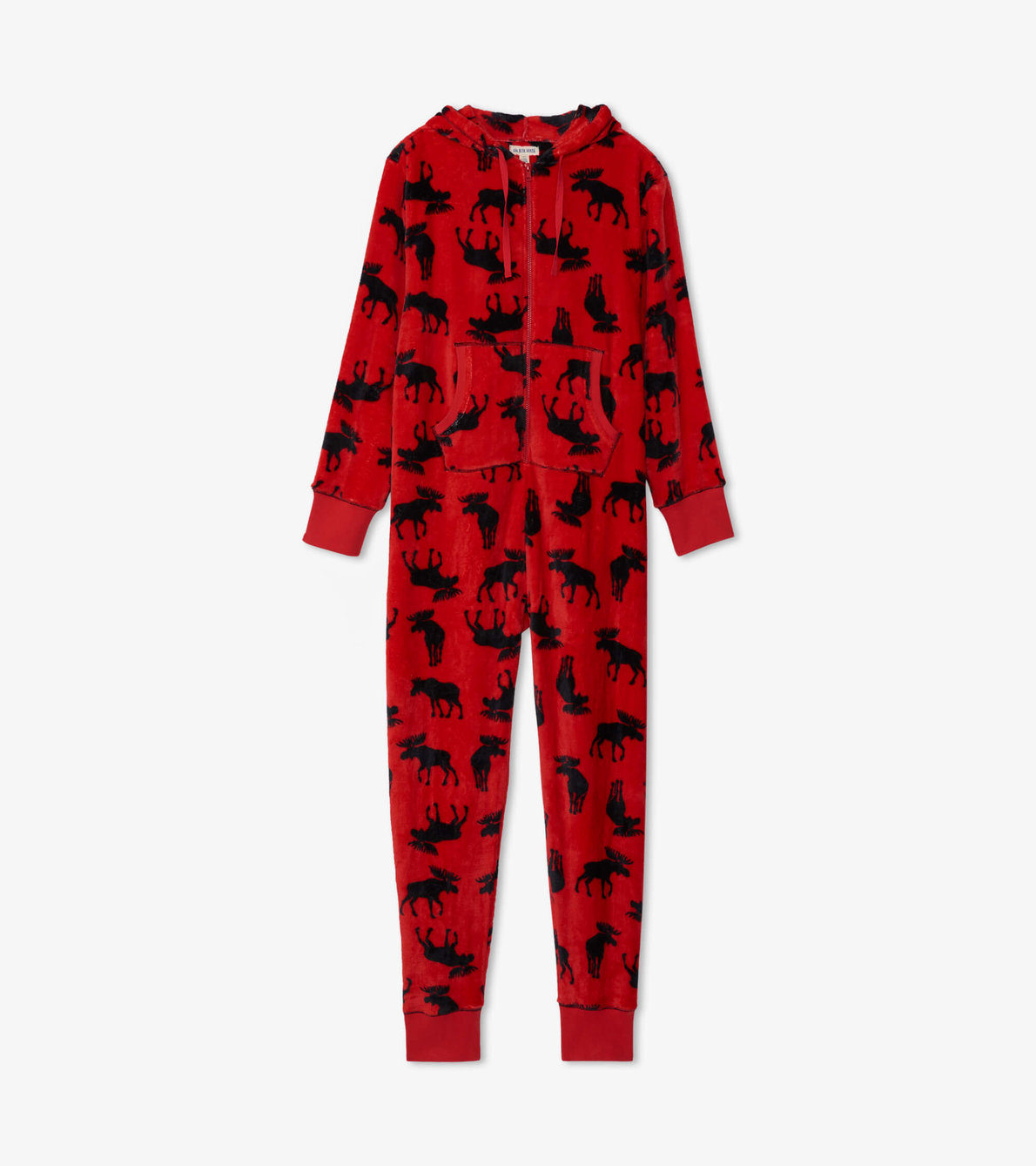 View larger image of Adult Moose on Red Hooded Fleece Jumpsuit
