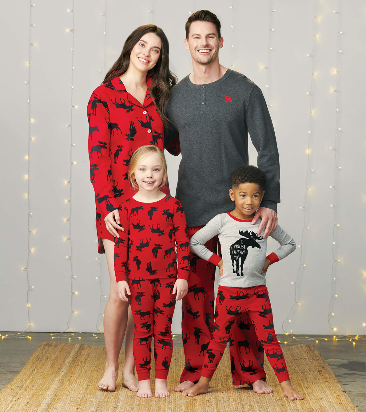 View larger image of Moose on Red Family Pajamas
