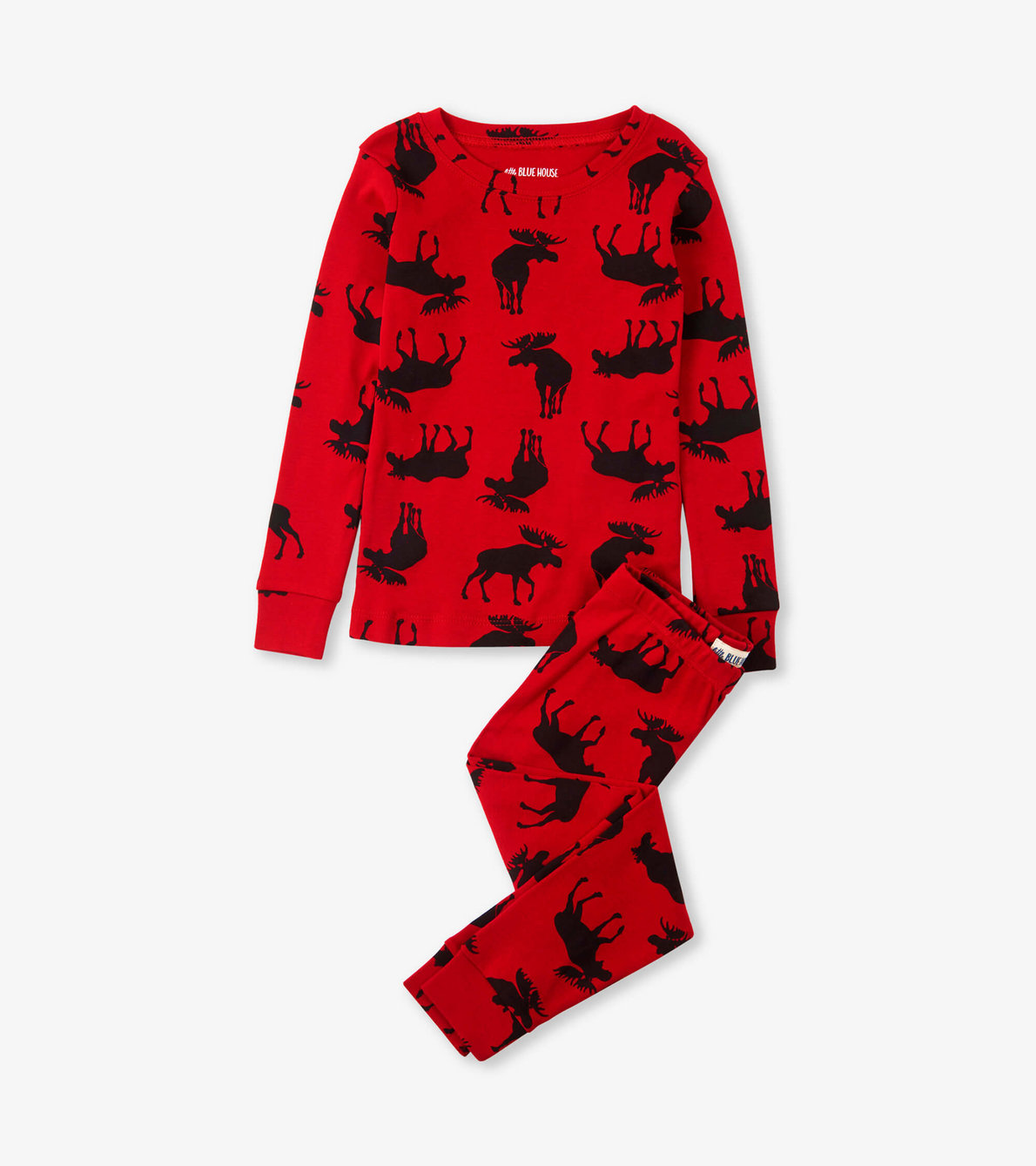 Agrandir l'image de Pyjama pour enfant – Orignaux sur fond rouge