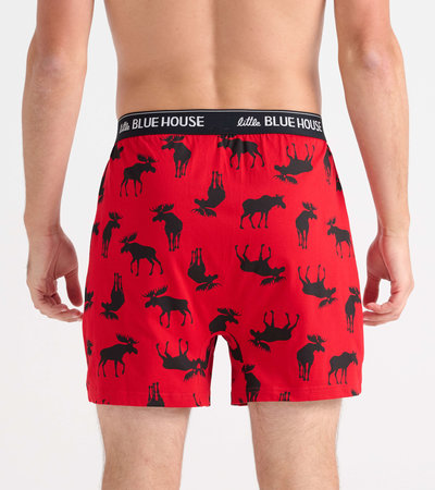 Moose on Red Men's Boxer Shorts