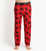 Moose On Red Men's Jersey Pajama Pants