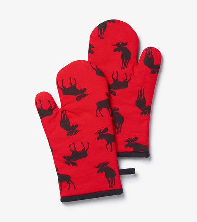 Moose on Red Oven Mitts