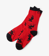 Moose on Red Women's Crew Socks