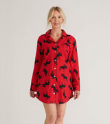 Women's Moose On Red Flannel Nightgown